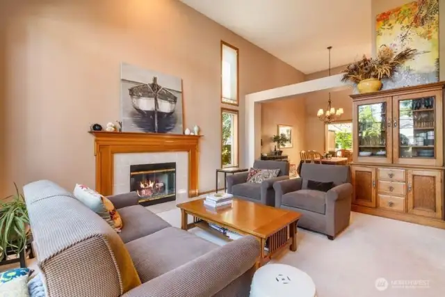 Living room includes a gas fireplace.