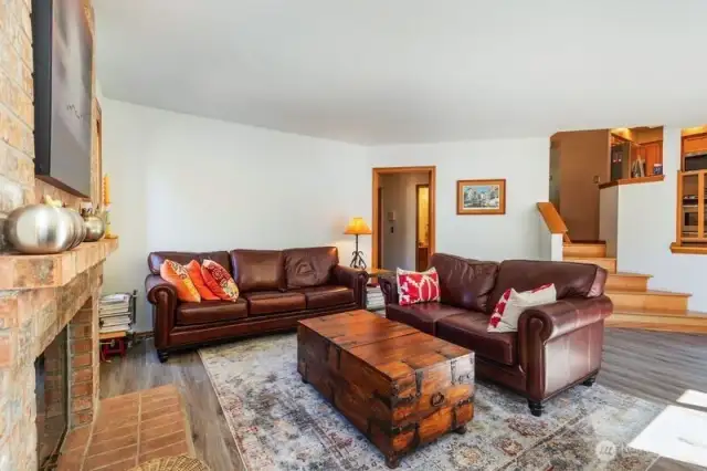 Newer vinyl planked flooring throughout the lower level