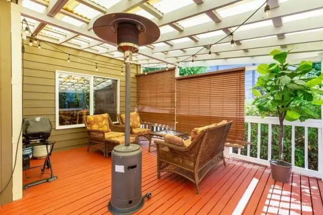 Oversized covered deck, perfect for year round use.