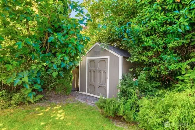 storage shed, there is also a second shed perfect for yard tool storage.