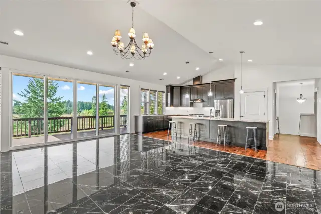 Open kitchen to living room