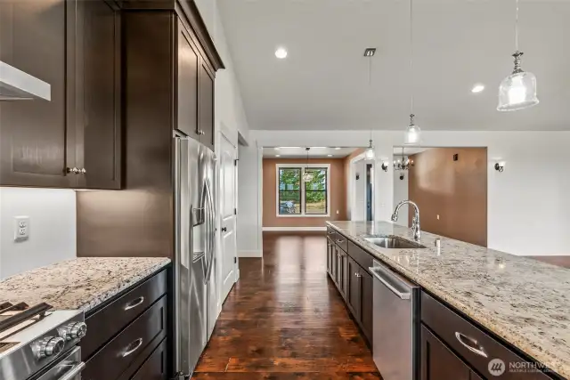 Kitchen open to dining room