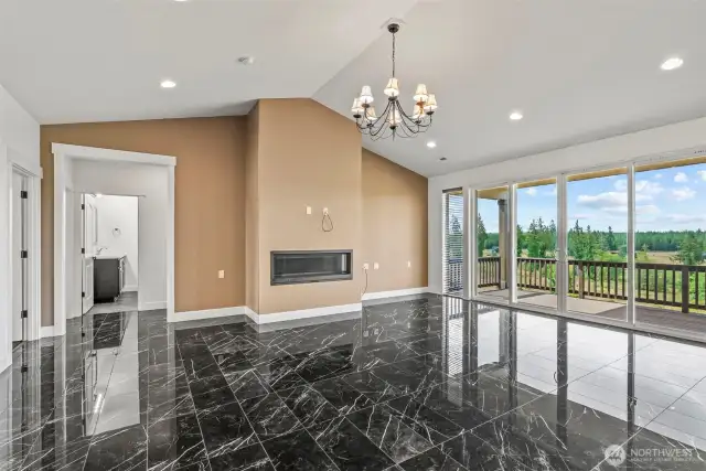 Living room overlooking deck
