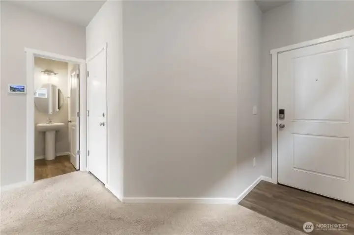 Entry, garage access and half bath.