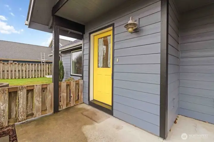 Concrete patio will keep the mud out of your entry way.