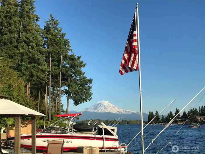 Views of Mt Rainier from the dock when there is no wild-fire smoke!
