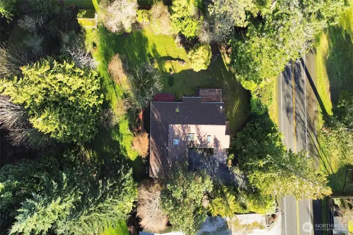 Aerial view looking down onto the home and .62 Acre Lot.