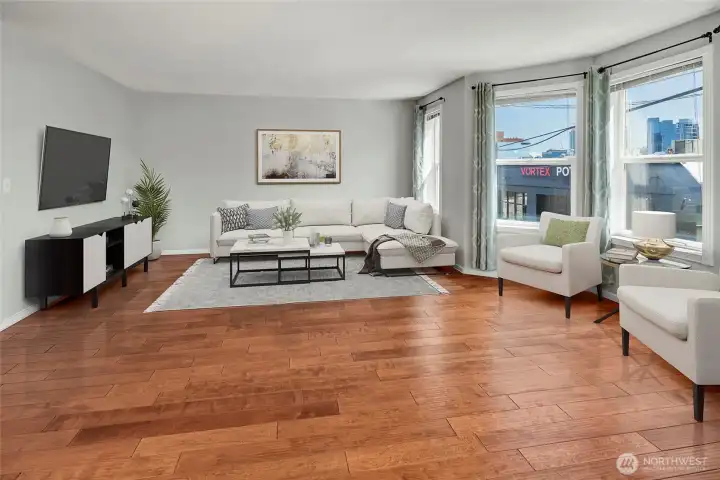 Virtually staged living room