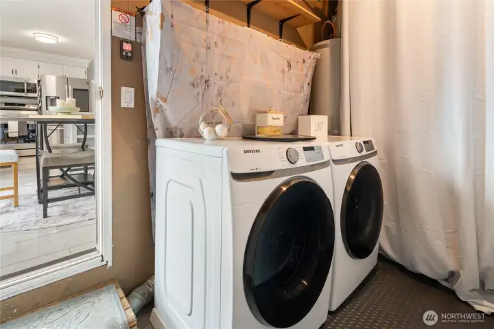 Laundry in garage with still place to park