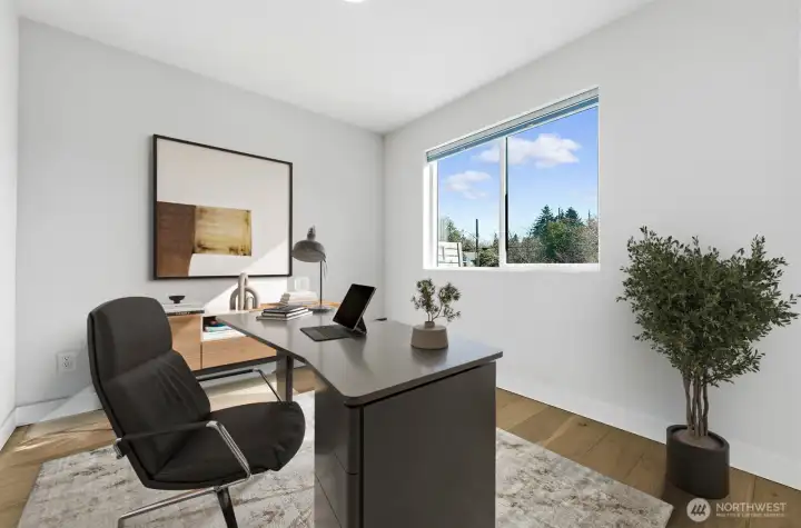 First bedroom on entry level perfect for home office.