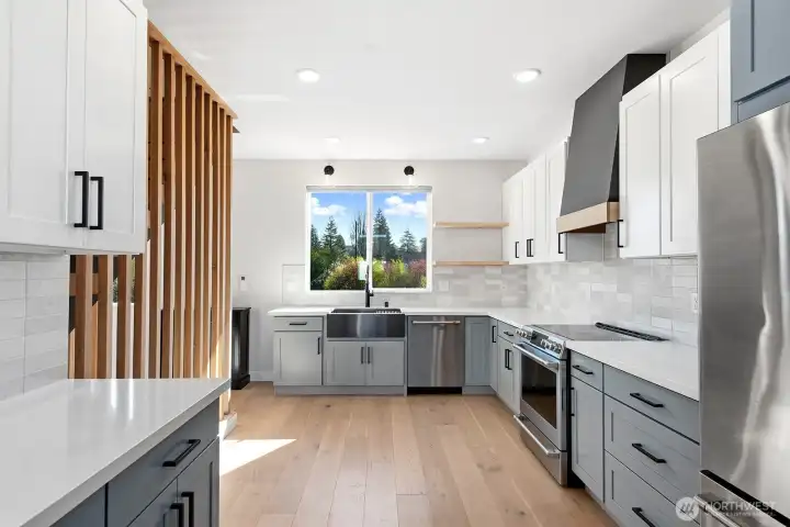 Expansive kitchen with natural light!