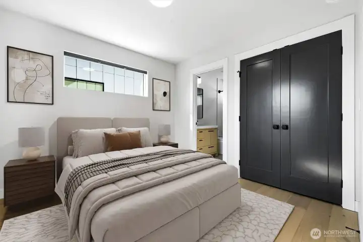 3 bedroom on third floor with en suite full bathroom.