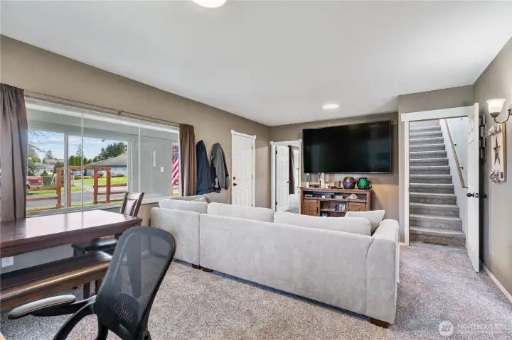 Living room facing stairs