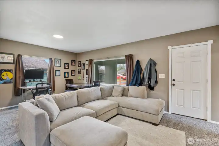 Living room looking at front door