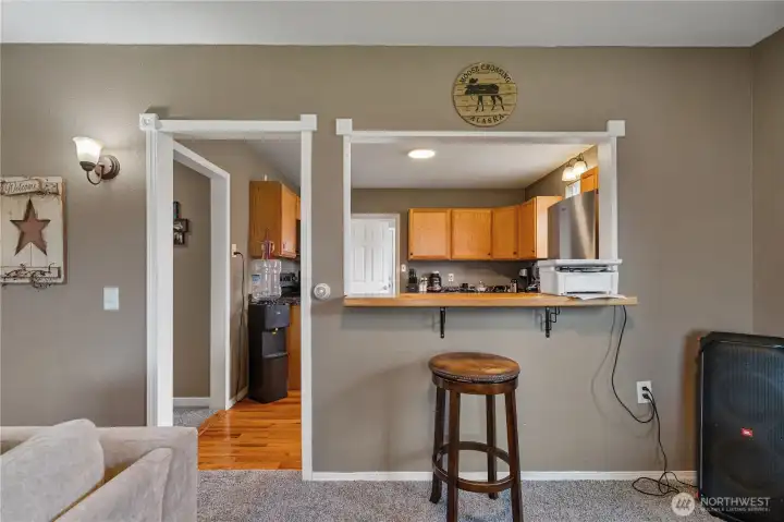 Living room looking towards kitchen