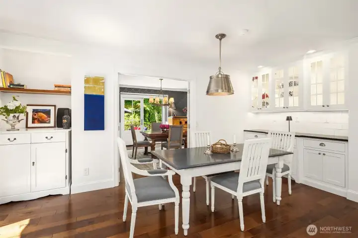 Kitchen nook with multiple built-in cabinets