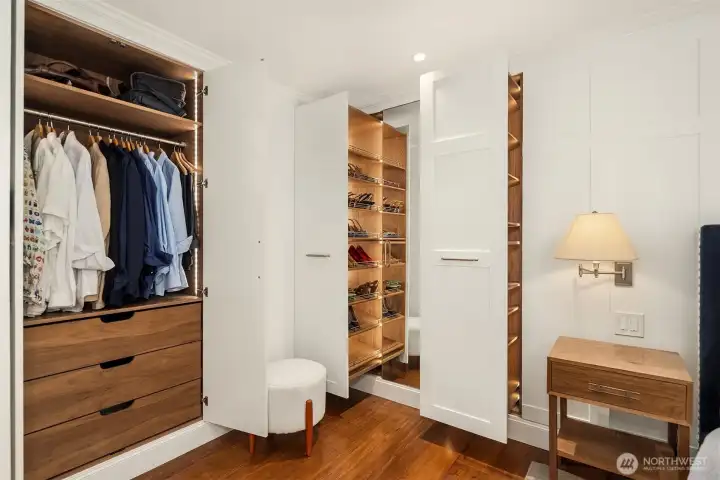 High quality cabinets throughout primary bed