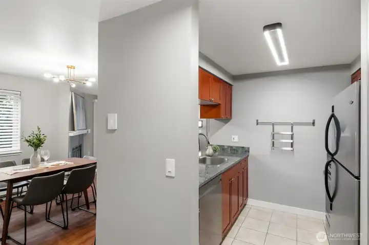 Open floor plan with eat-in kitchen