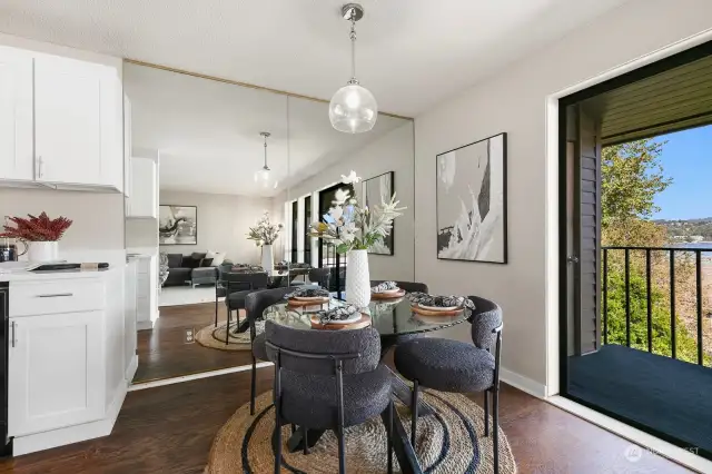 Dining space is open and light-filled.