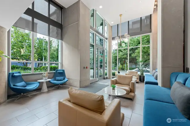 Here is the Main Lobby for the South Tower located on the corner of Western & Cedar. Not pictured on the left is the Concierge Desk. There is also a second Lobby for the North Tower located on Clay Street but you can access the unit from either one.