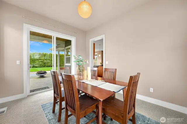 The dining room is off the kitchen and leads out to the patio