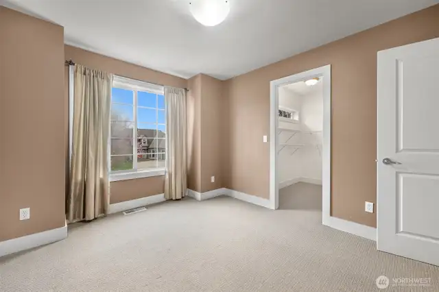 Bedroom at the front of house has a walk in closet
