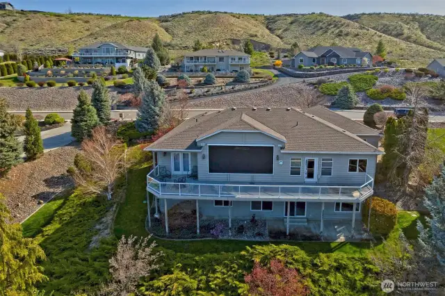 Drone view this side of home faces west, excellent newer window shades