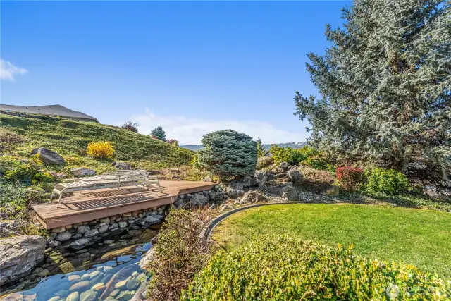 Waterfall pond in serene setting