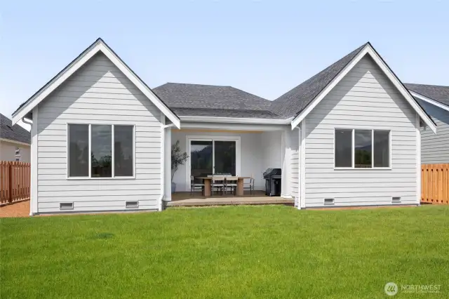 All pictures are of model home.  Layout is the same, but materials and colors will vary. Rear yard landscape not included.  Full fencing is included.