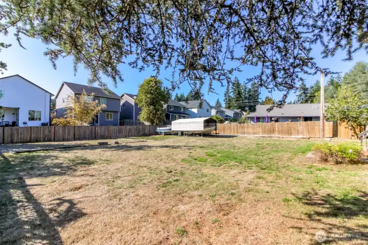 Rear Yard room for anything or maybe add a shop or hobby shed.