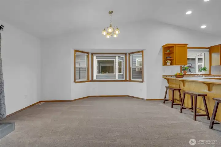 View from living room into dining room