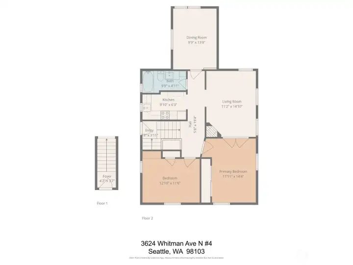 Floor plan of Entry and main living space.