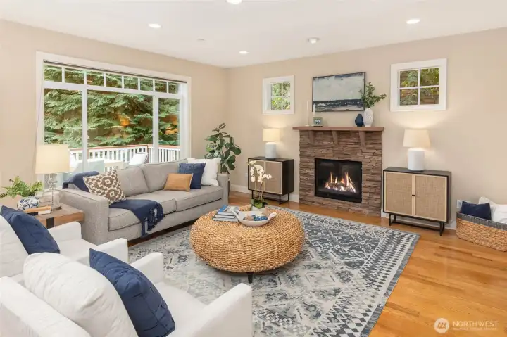 Great Room and Gas Stone Fireplace