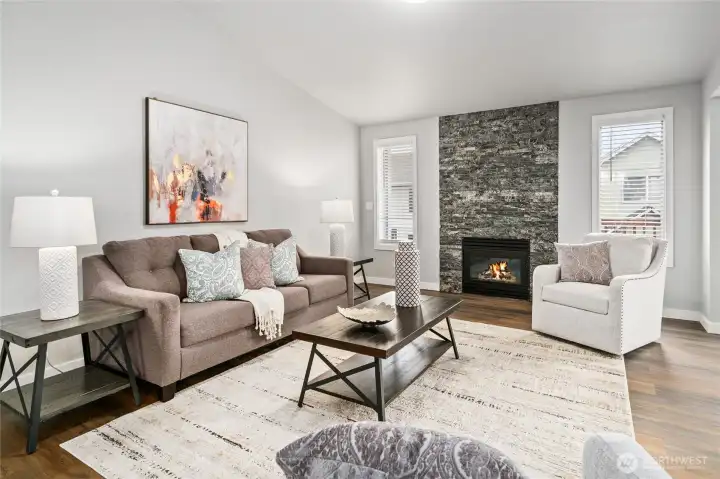 Living Room with New Vinyl Plank Flooring