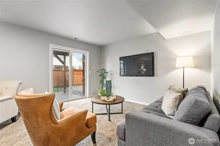 Downstairs Bonus Room with Sliding Door to Covered Patio/Backyard