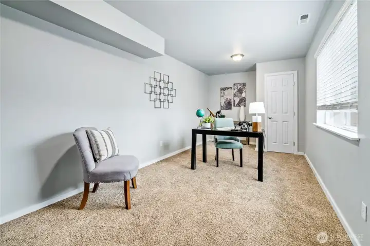 Downstairs 4th Bedroom Staged as Den/Office