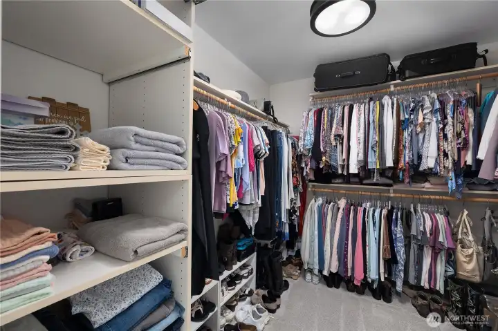 Primary walk-in closet is large!