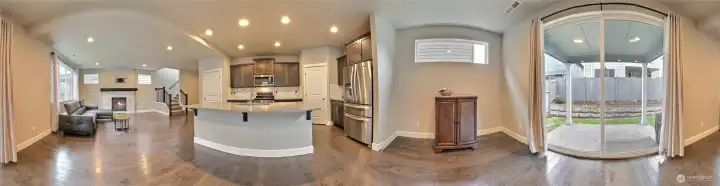 Living room, Kitchen, Dining area and large slider to covered rear patio view Living room, Kitchen, Dining area and large slider to covered rear patio view