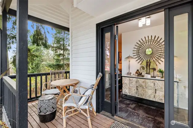 long front porch with views of mountain range