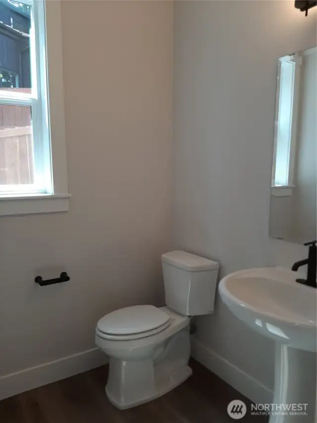 Powder room on main level.