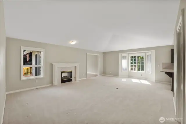Large living room with see thru fireplace