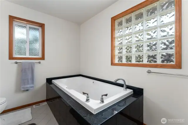 Large soaking tub.