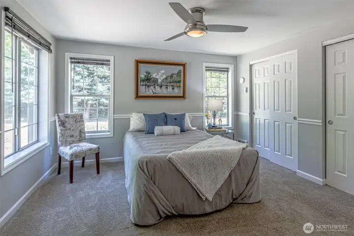 Dual closets for added storage.