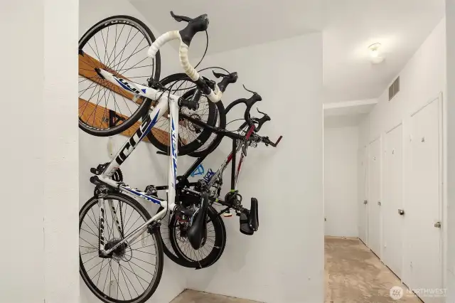 Located on lower level individual storage units + bike storage!