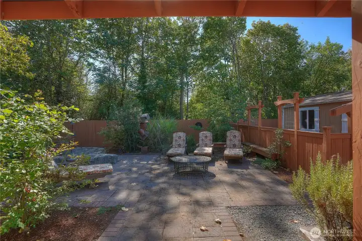 View of the back yard from the deck.