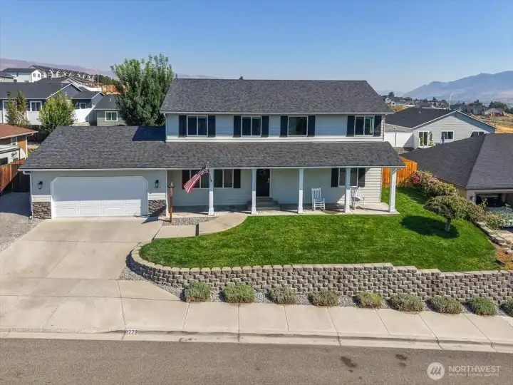 Large front porch and attached garage