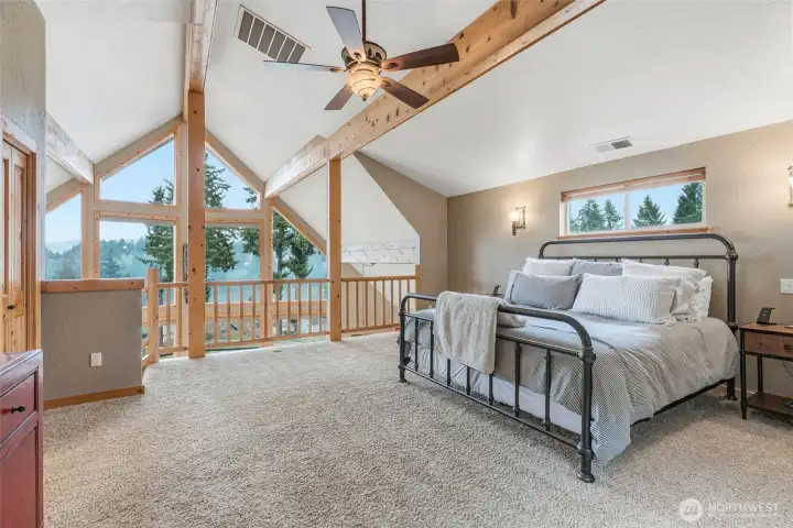 Upstairs Primary bedroom with view