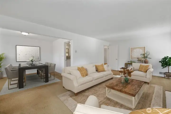 Spacious great room and dining area