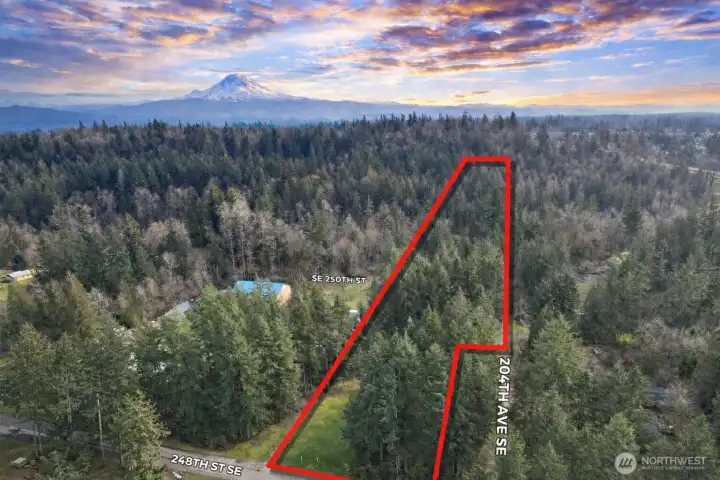 Overhead view with approximate boundaries in red.