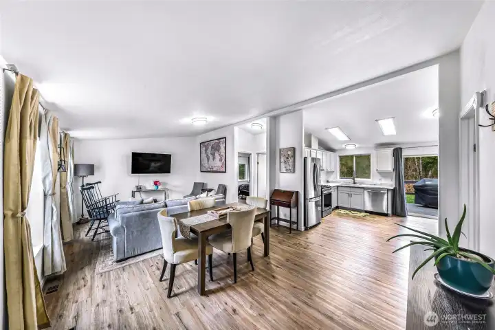 ADU open concept living space - all new flooring and paint throughout the home.